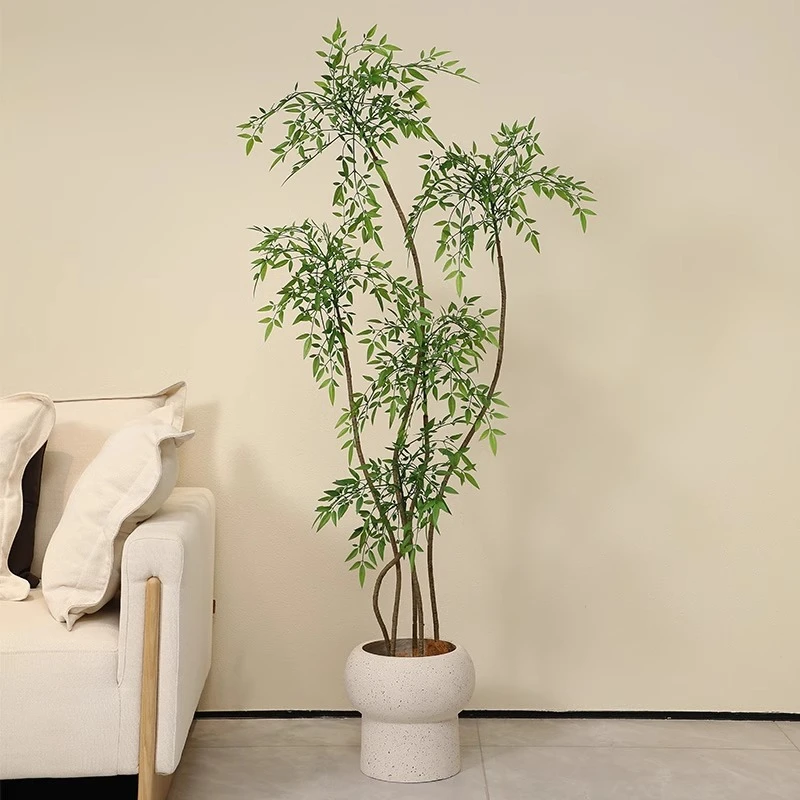 南天竹仿真绿植高端轻奢装饰花室内客厅盆景仿生植物摆件假盆栽树