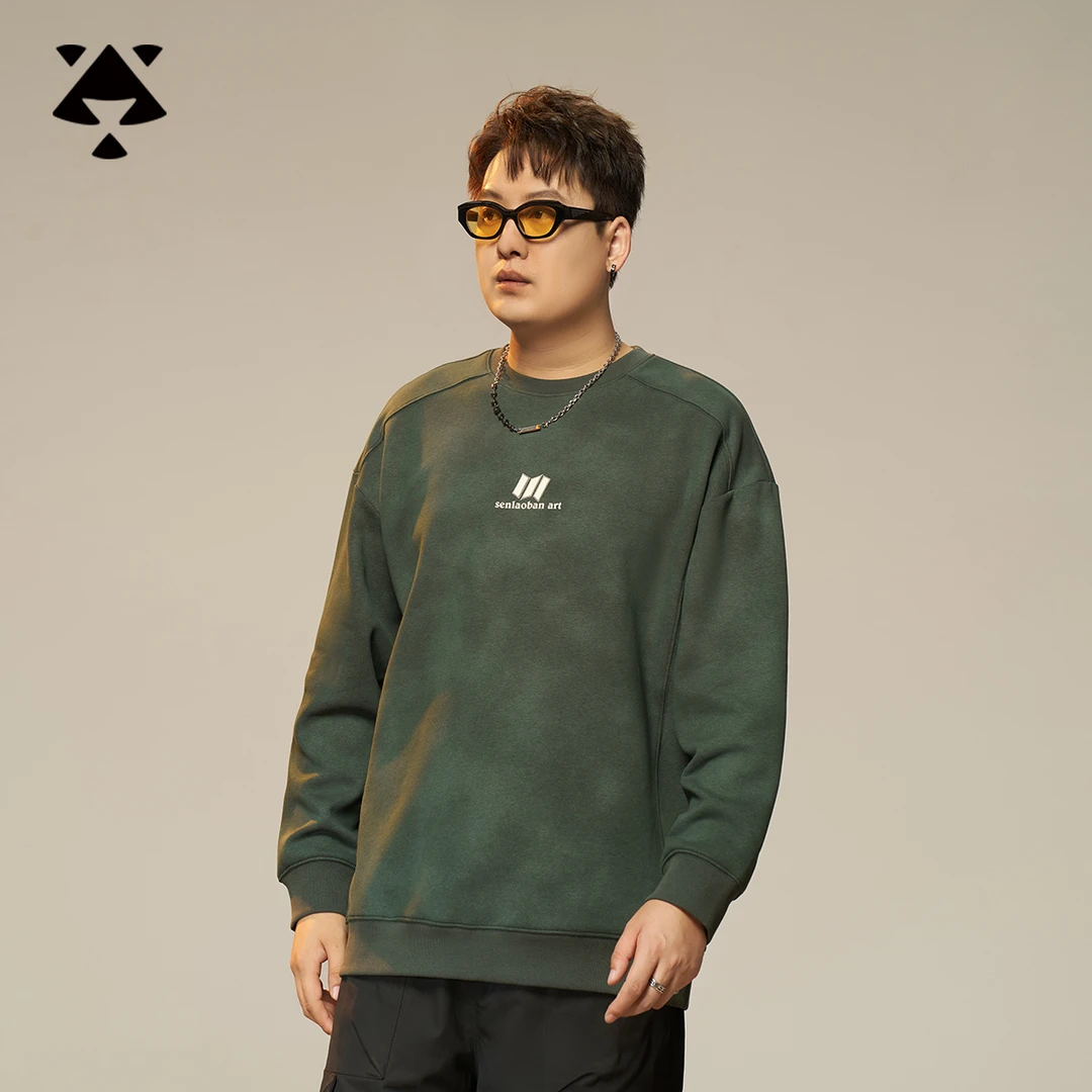 【国风泼墨韵染】森老板大码男装秋季男上衣胖子宽松潮男卫衣长袖