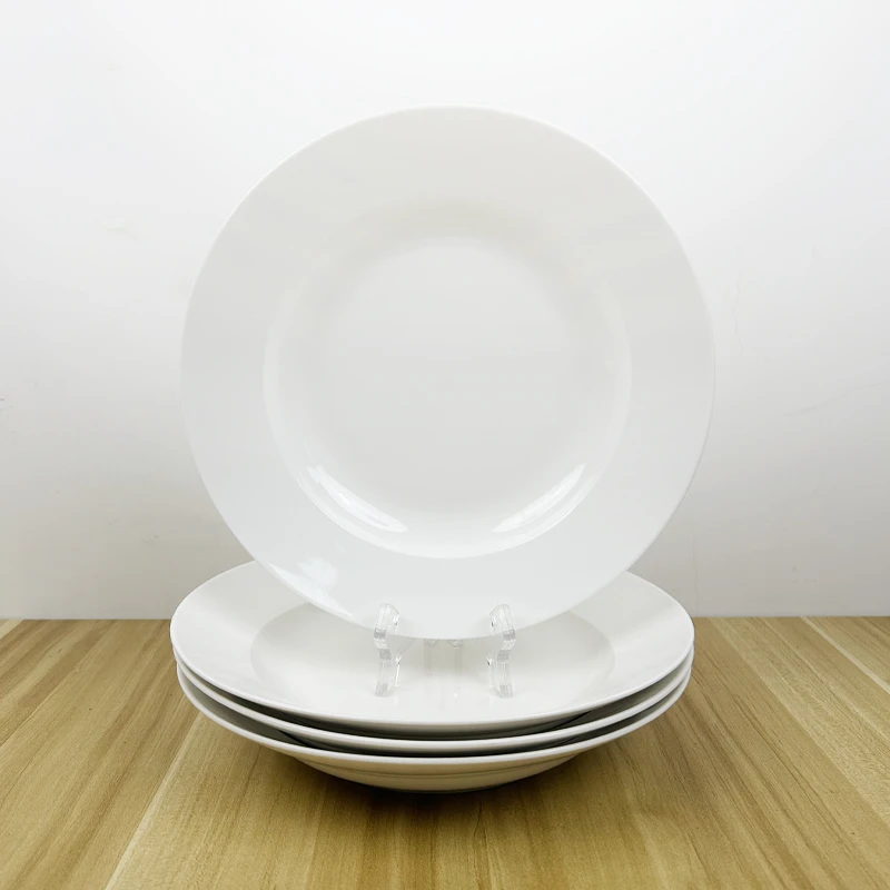 【外贸原单】4只纯白盘碟9英寸汤盘家用颜值陶瓷餐具菜盘饭盘陶瓷盘