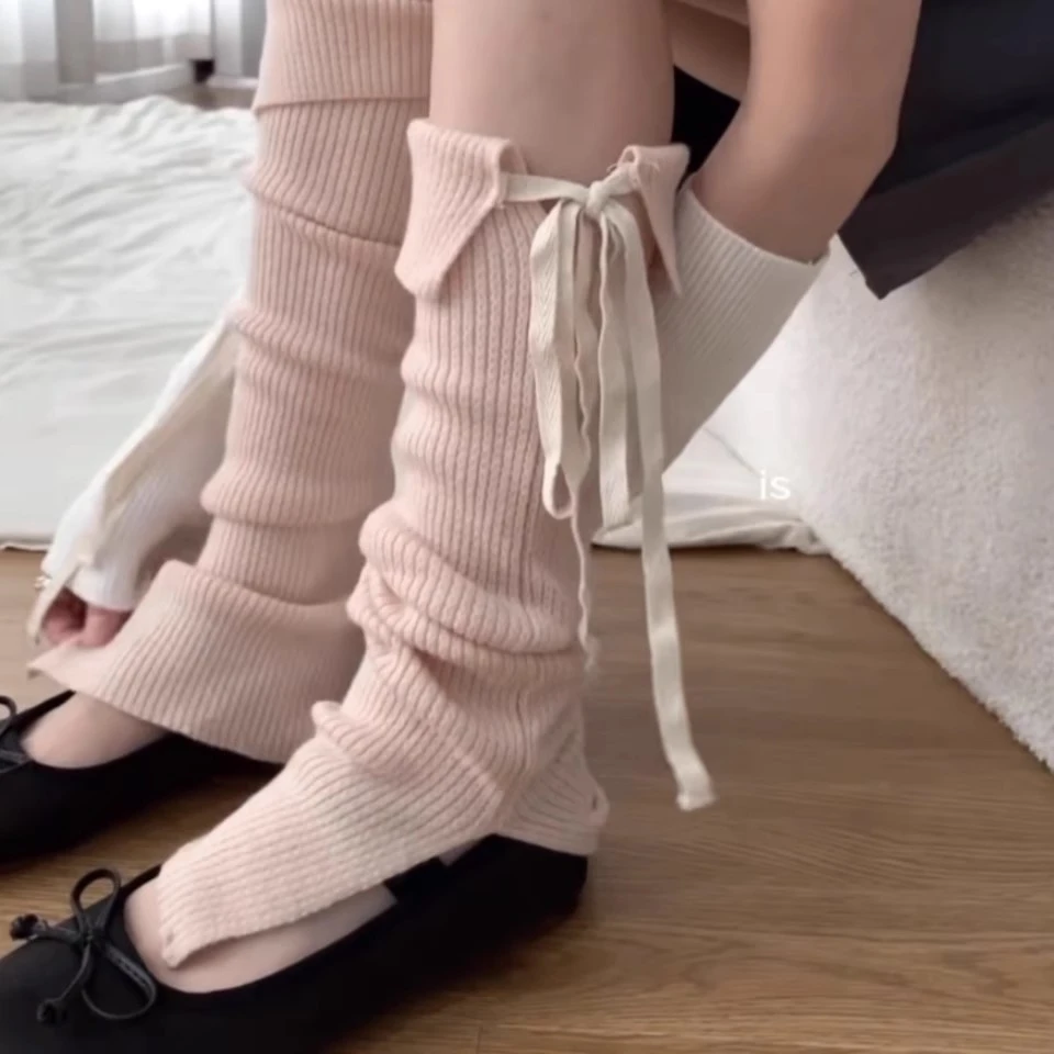 夜间教习室绑带袜套春秋显瘦小腿袜子女ins潮辣妹腿套纯色堆堆袜