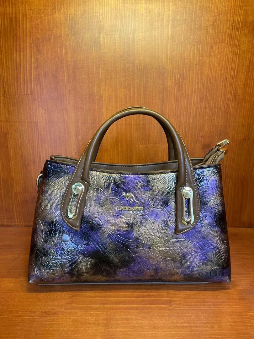 2024新款时尚大容量贵妇包包真皮女包大气高档斜挎手提包星空紫