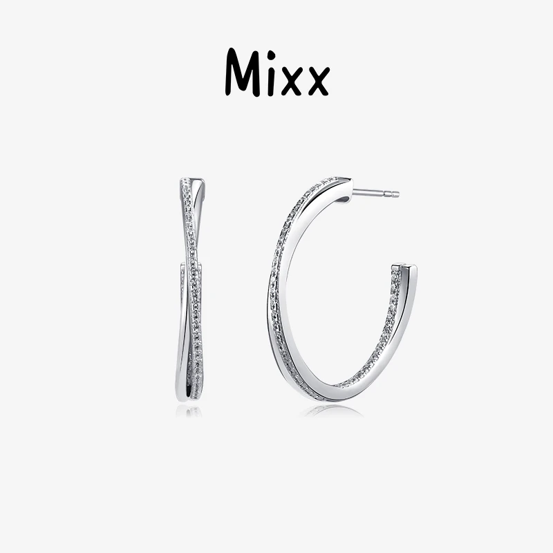925银合成锆石耳饰 Mixx靡诗夏季新品月半耳圈日常百搭高级感耳环