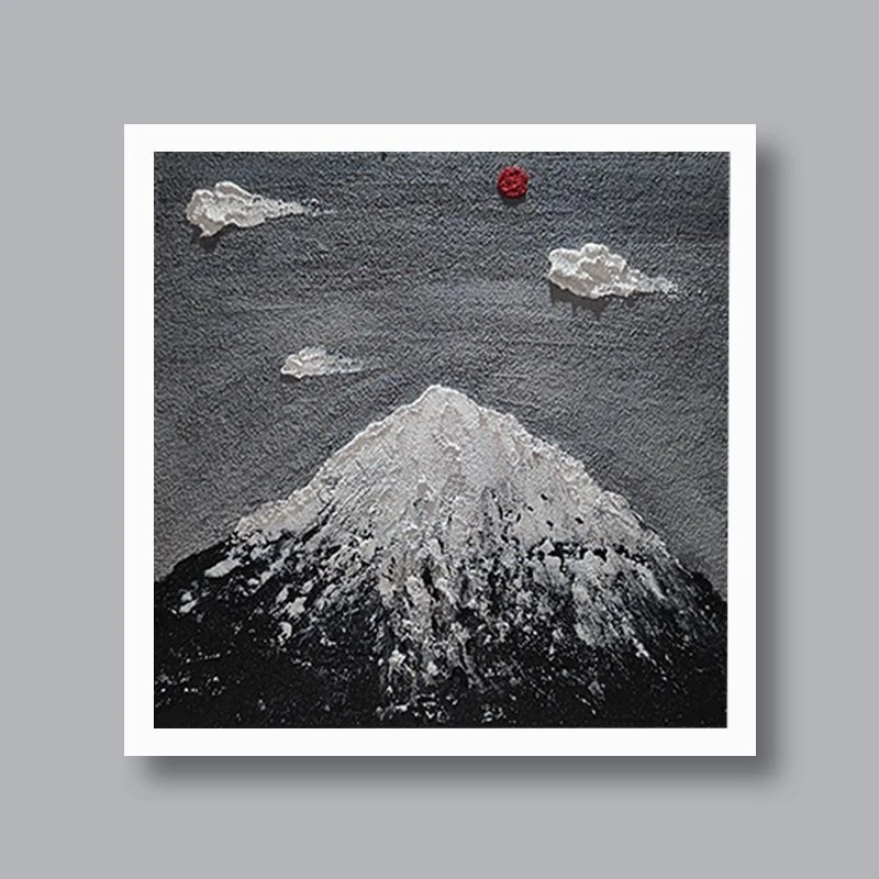 同款雪山丙烯石英砂肌理画diy材料包极简装饰画沉浸式画画