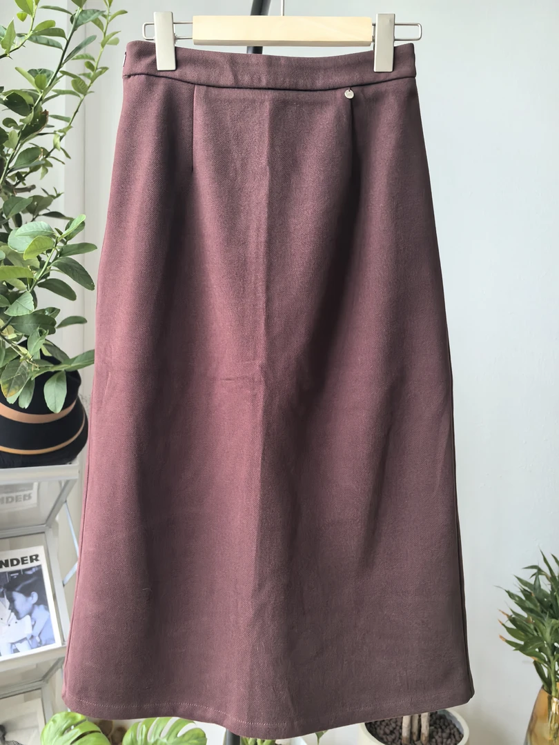 安哥拉红秋冬百搭时尚气质显瘦高腰女士A字长款毛呢半裙