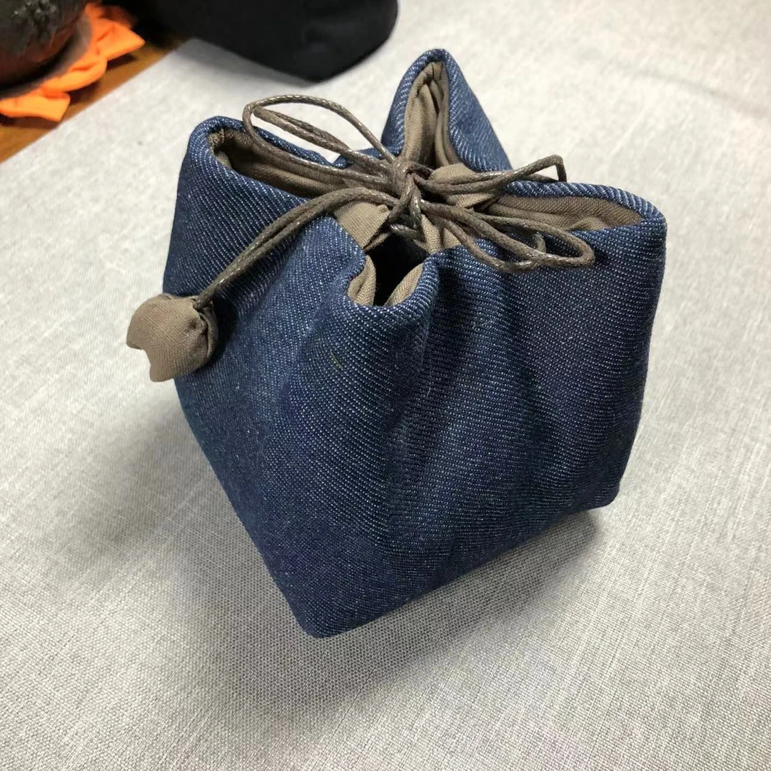 【新人福利】牛仔 四方斗金11*11cm 茶杯茶壶收纳袋 大号