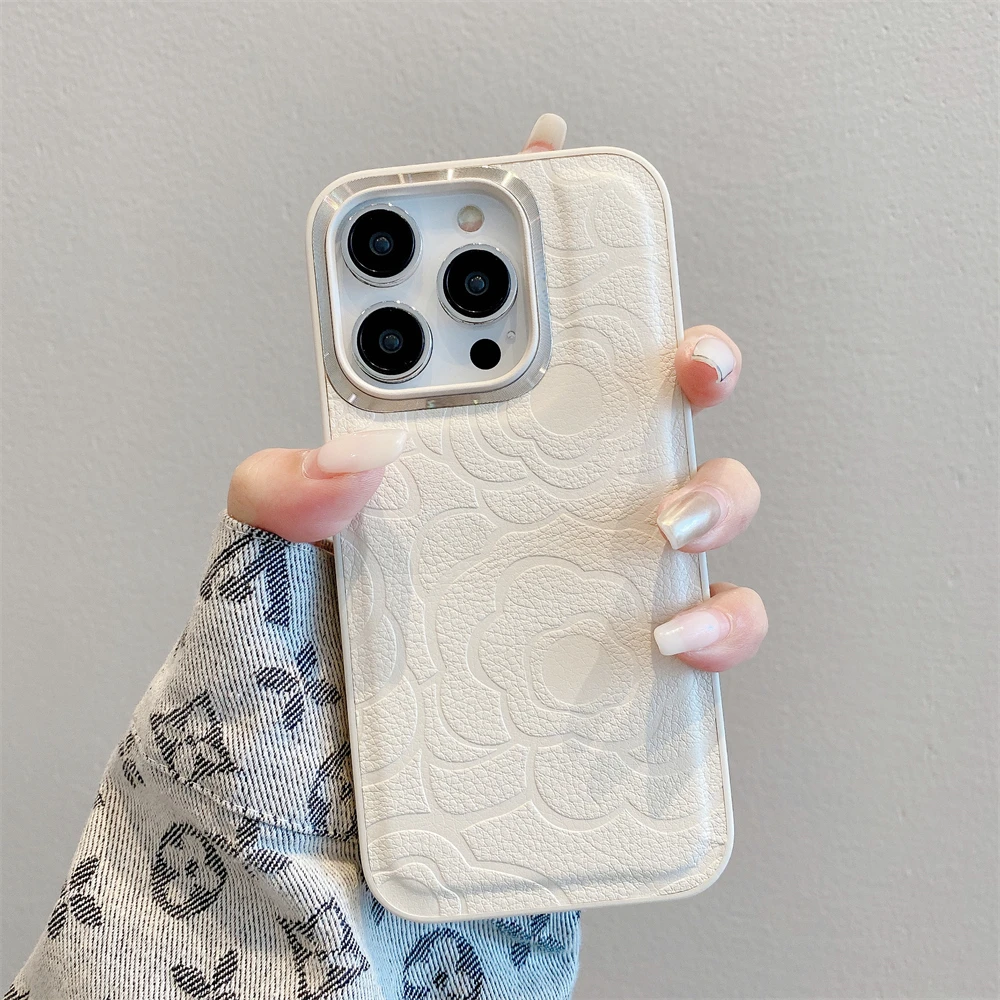 简约高级感皮纹iPhone苹果15手机壳15pro新款promax全包防摔女款