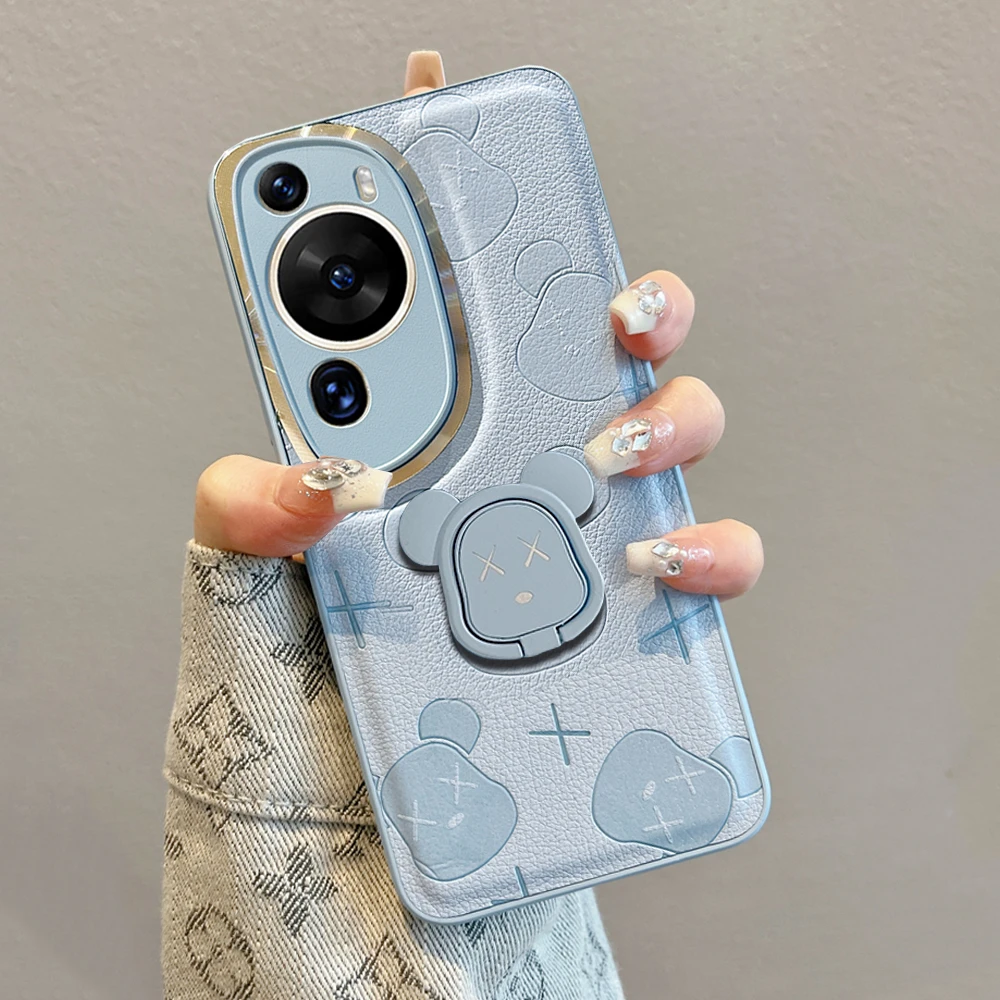 适用华为p60art手机壳p60pro新款卡通带支架605g全包防摔男女曲屏