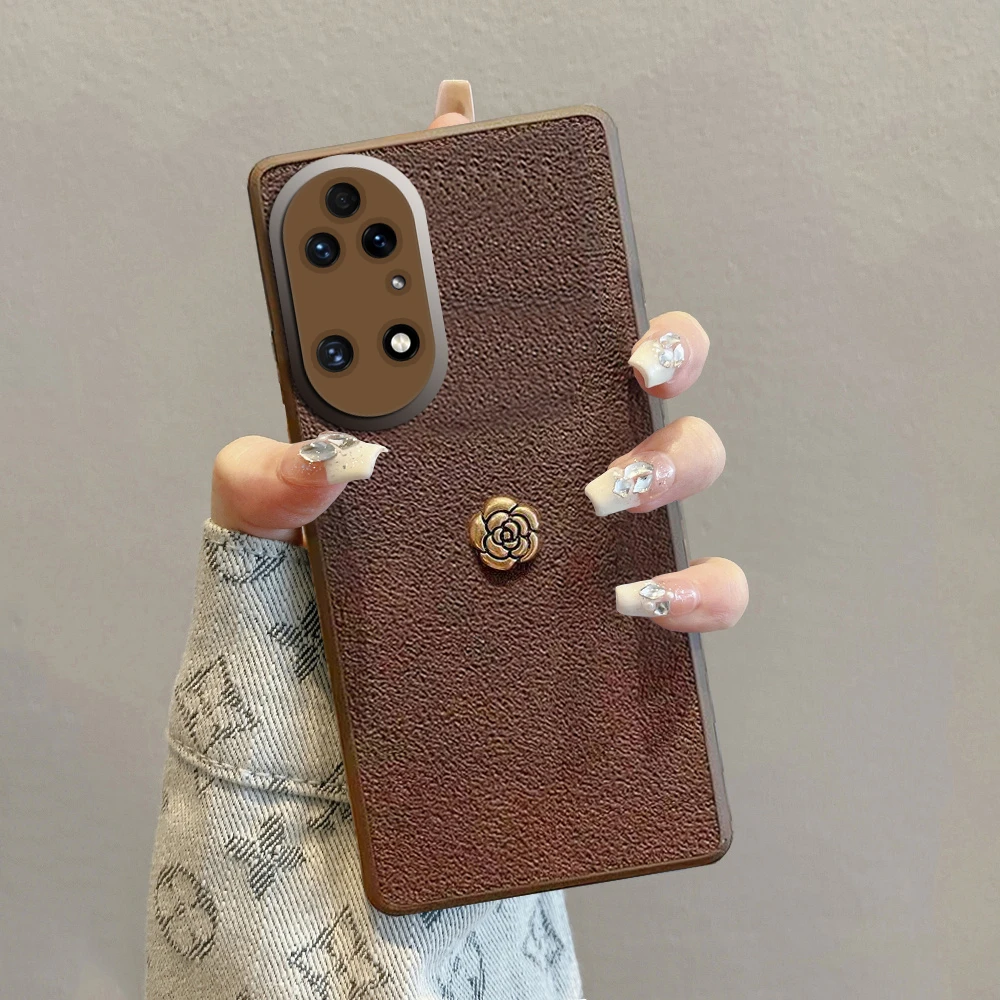 适用华为p50手机壳p50pro新款p50e复古p505g简约皮纹全包防摔女款