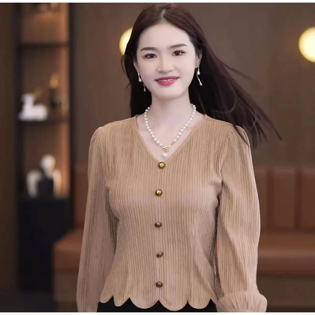 高级感法式衬衫女长袖洋气上衣春秋新款小个子漂亮显瘦时尚打底衫