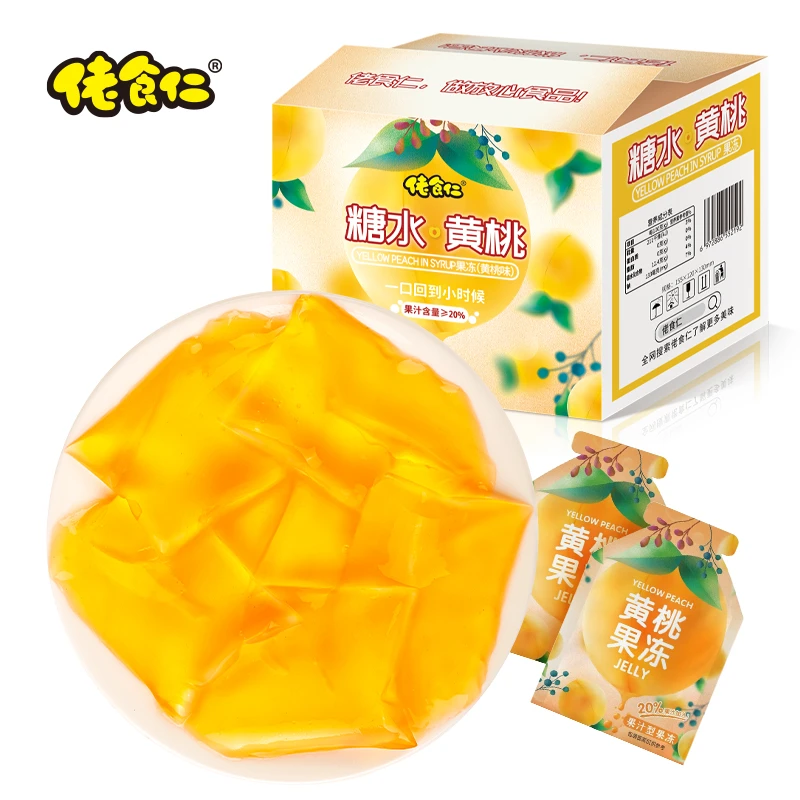 佬食仁糖水黄桃蒟蒻果汁果冻930g/箱魔芋粉水果苹果汁果冻