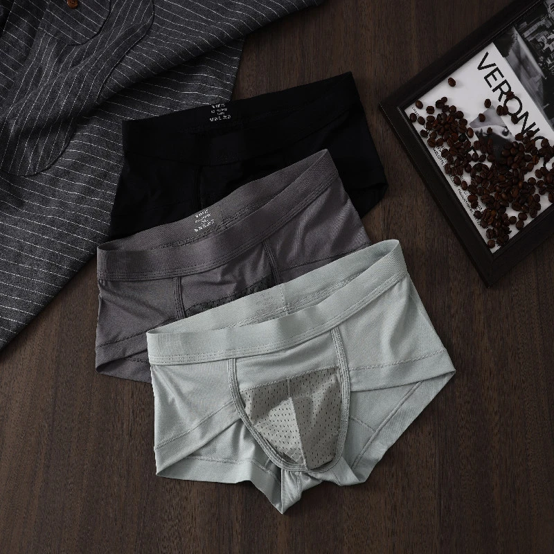 莫代尔超薄透气网孔男士内裤薄款运动时尚柔软男青年三角裤夏季