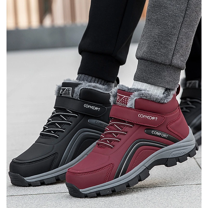 足力健防滑品牌老人鞋冬季加绒保暖鞋防水雪地靴女士防滑中老年短