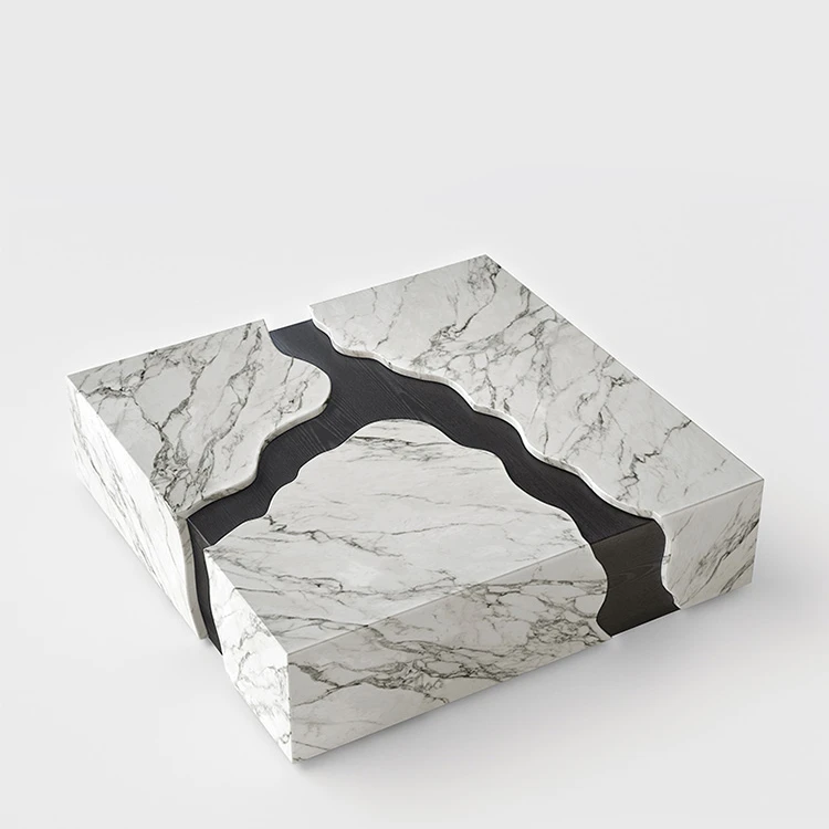 大理石茶几宝格丽黑设计师新款高端创意客厅家用轻奢别墅大小户型