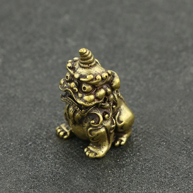 仿古玩铜器古铜小摆件古代瑞兽独角兽铜光明麒麟狮子新中式小摆件