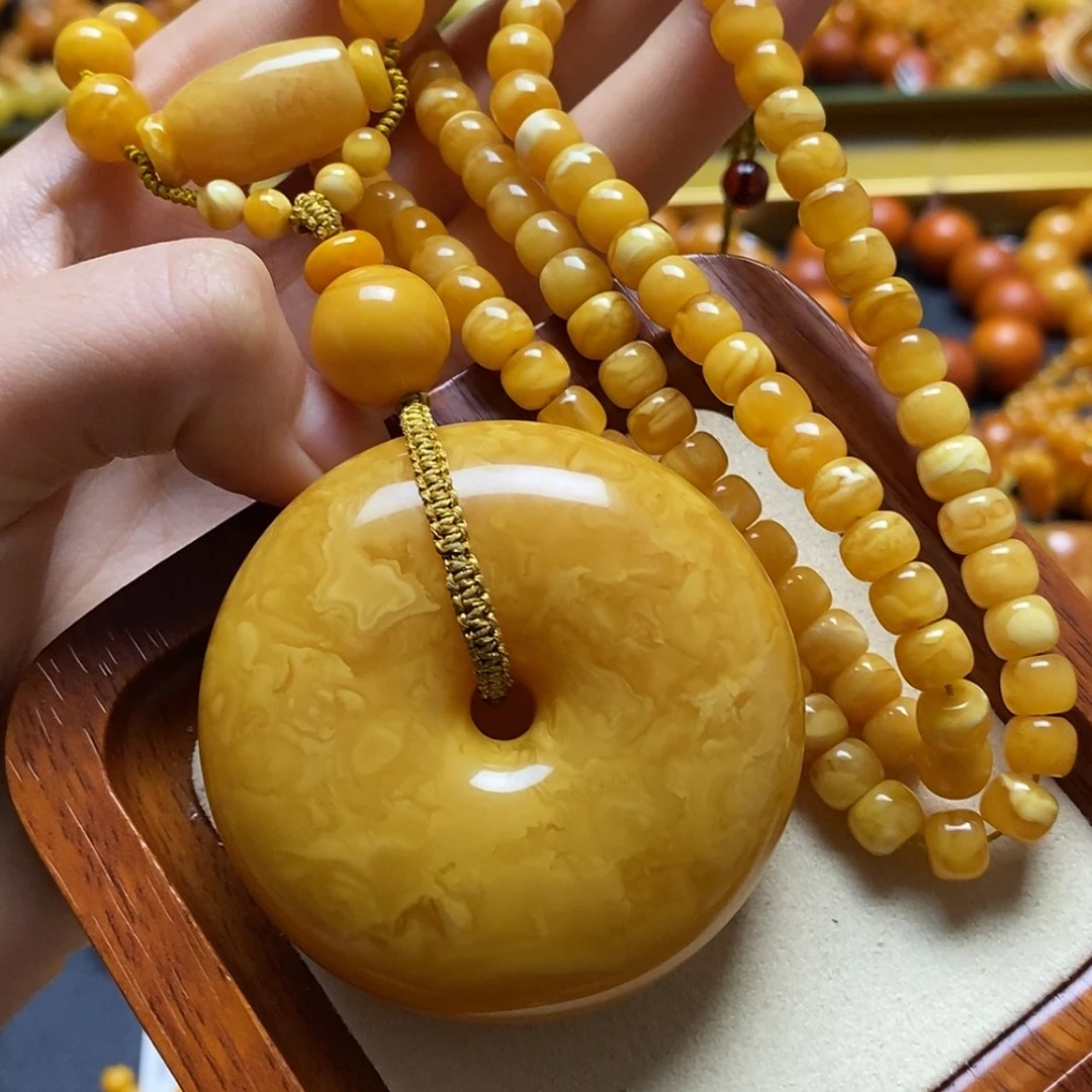【闪购商品】蜜蜡裸石未镶嵌金***土项链