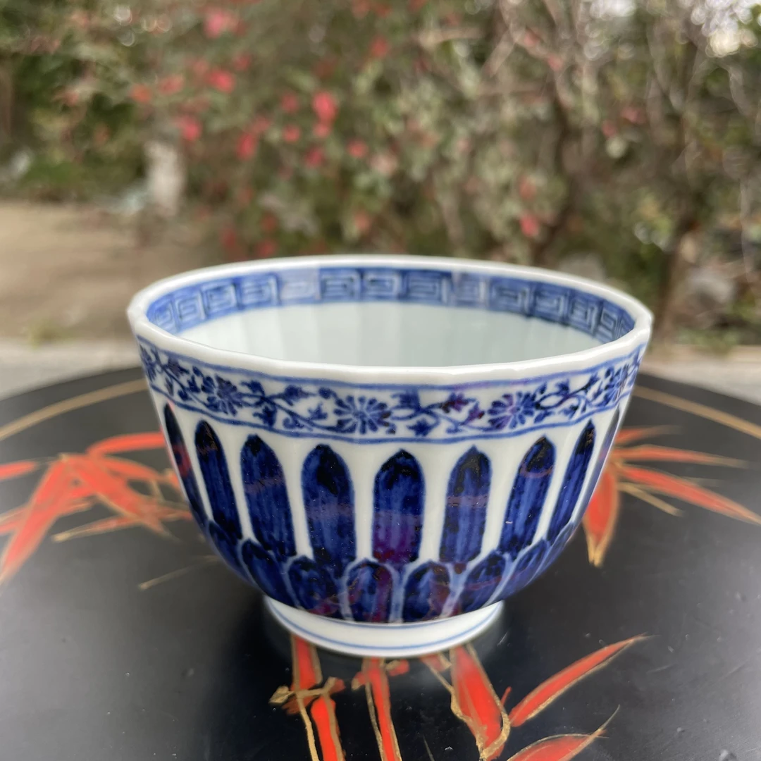 舜瓷天工一品舒斌武菱形莲瓣杯主人杯手绘陶瓷手工釉下彩普洱杯