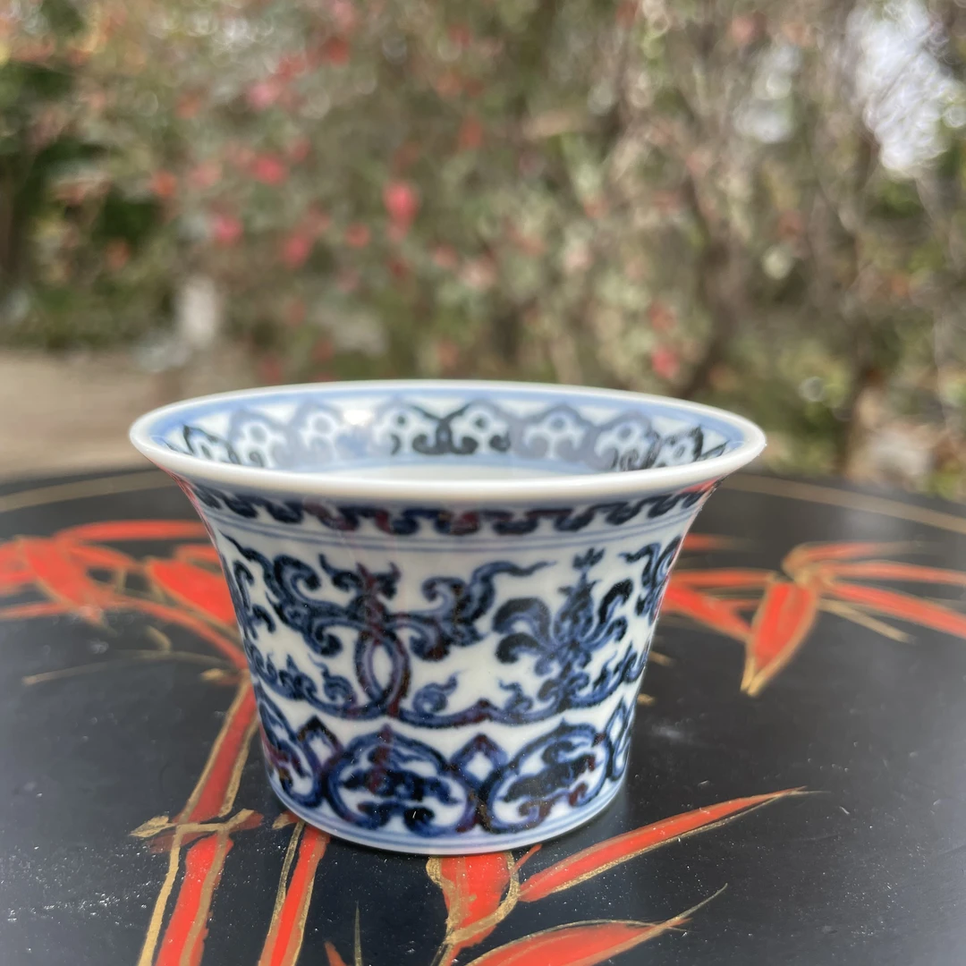 舜瓷天工一品舒斌武缠枝莲支烧小杯手绘主人杯手工陶瓷花纹普洱杯