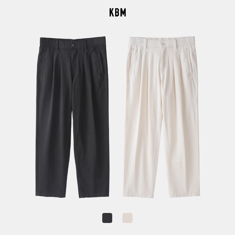 KBM 春夏款休闲裤男士舒适直筒百搭透气薄款黑白两色宽松牛仔裤