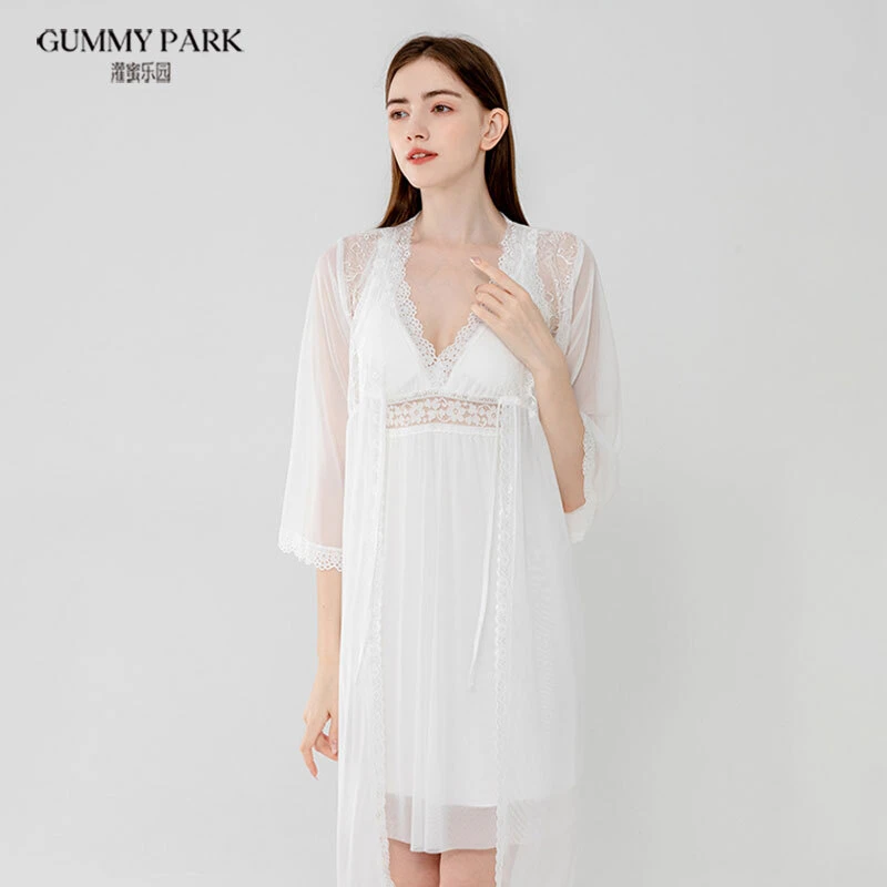 【倾国倾城】性感睡衣蕾丝吊带宫廷睡裙纯欲风套装气质女士长款睡衣