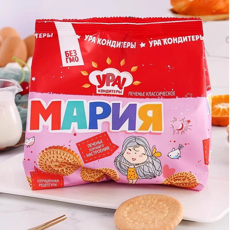 【大妮儿】俄罗斯原装进口乌拉粗粮饼干牛奶老式代餐饱腹儿童零食品