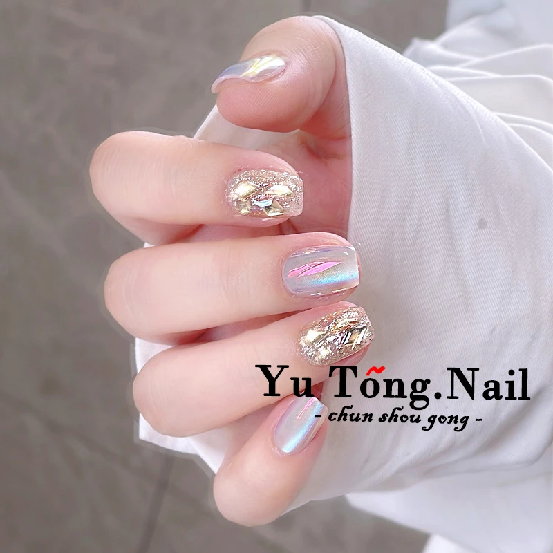 【幻彩】穿戴甲美甲贴片2024爆款推荐夏日极光猫眼显白纯色美甲贴