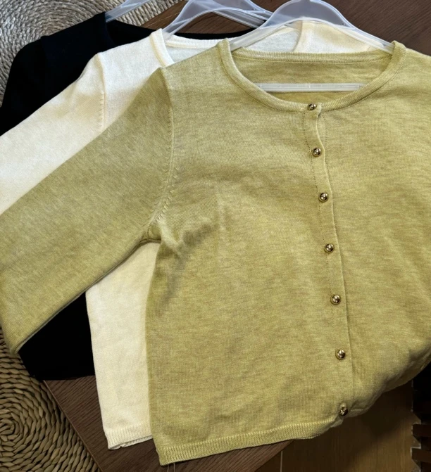 JU YAN【小金扣】7007小金扣圆领开衫