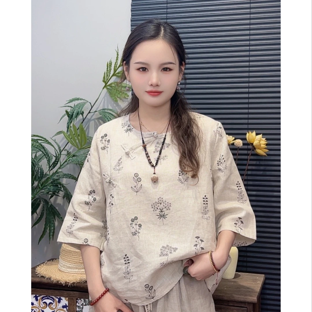 9291新款亚麻时尚休闲百搭上衣