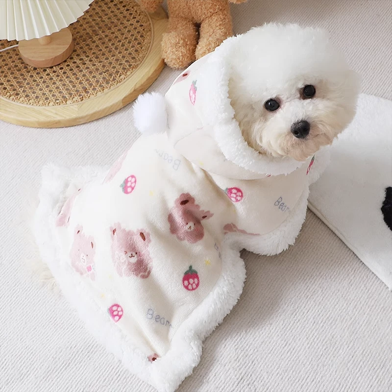 狗狗睡觉披风睡袍加绒被子比熊泰迪幼犬可爱斗篷博美冬天保暖毛毯
