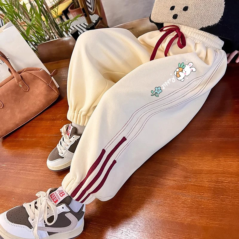 女童卫裤春秋款2025新款中大童秋季束脚长裤儿童加绒休闲运动裤子