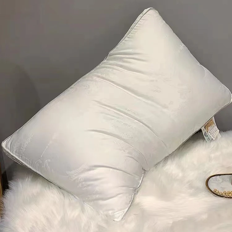 立体60贡缎提花羽丝绒枕头高端柔软家用高弹睡眠酒店回弹【黄一恒】