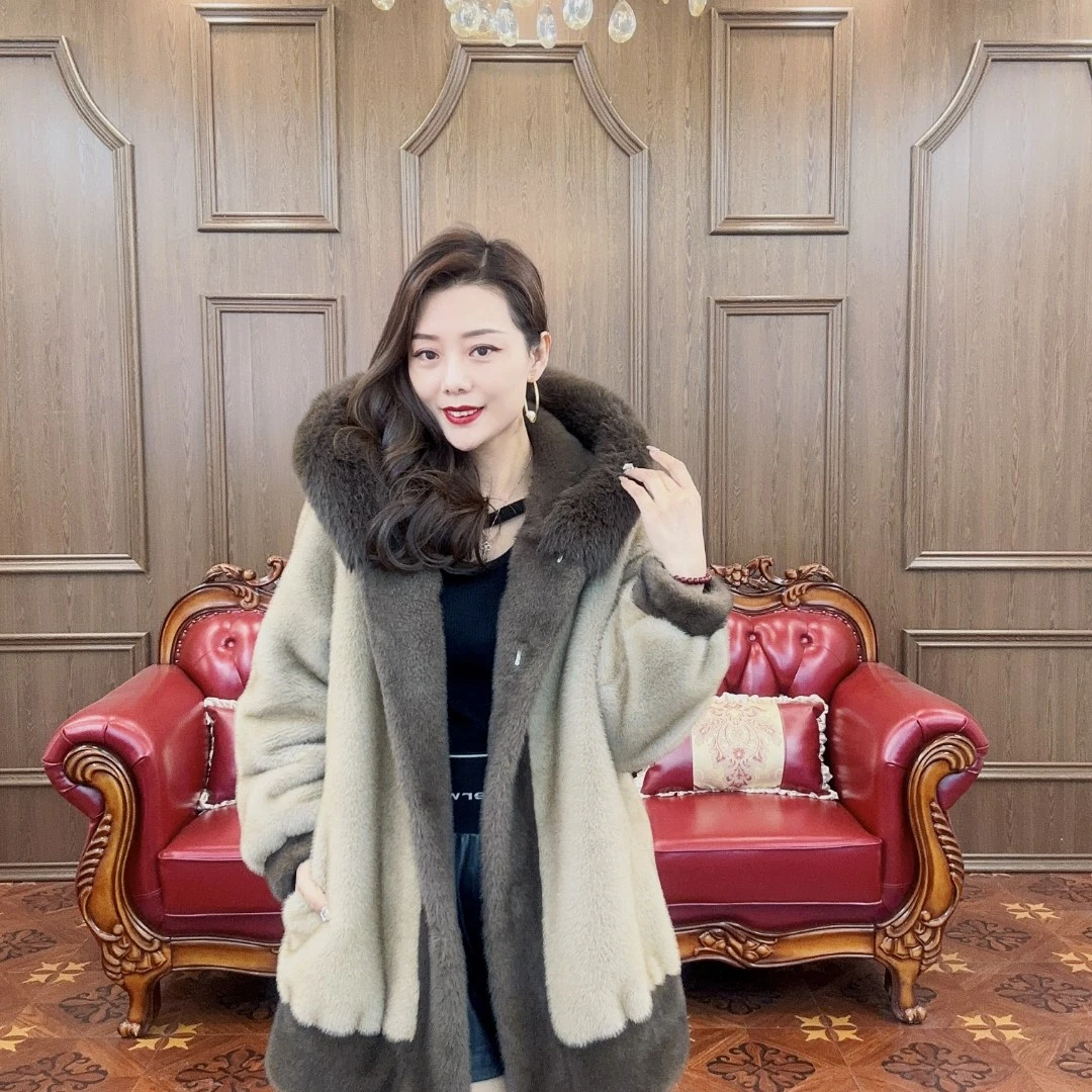 时尚新款女装女士女款冬季中长款设计师秋冬连帽休闲气质12022