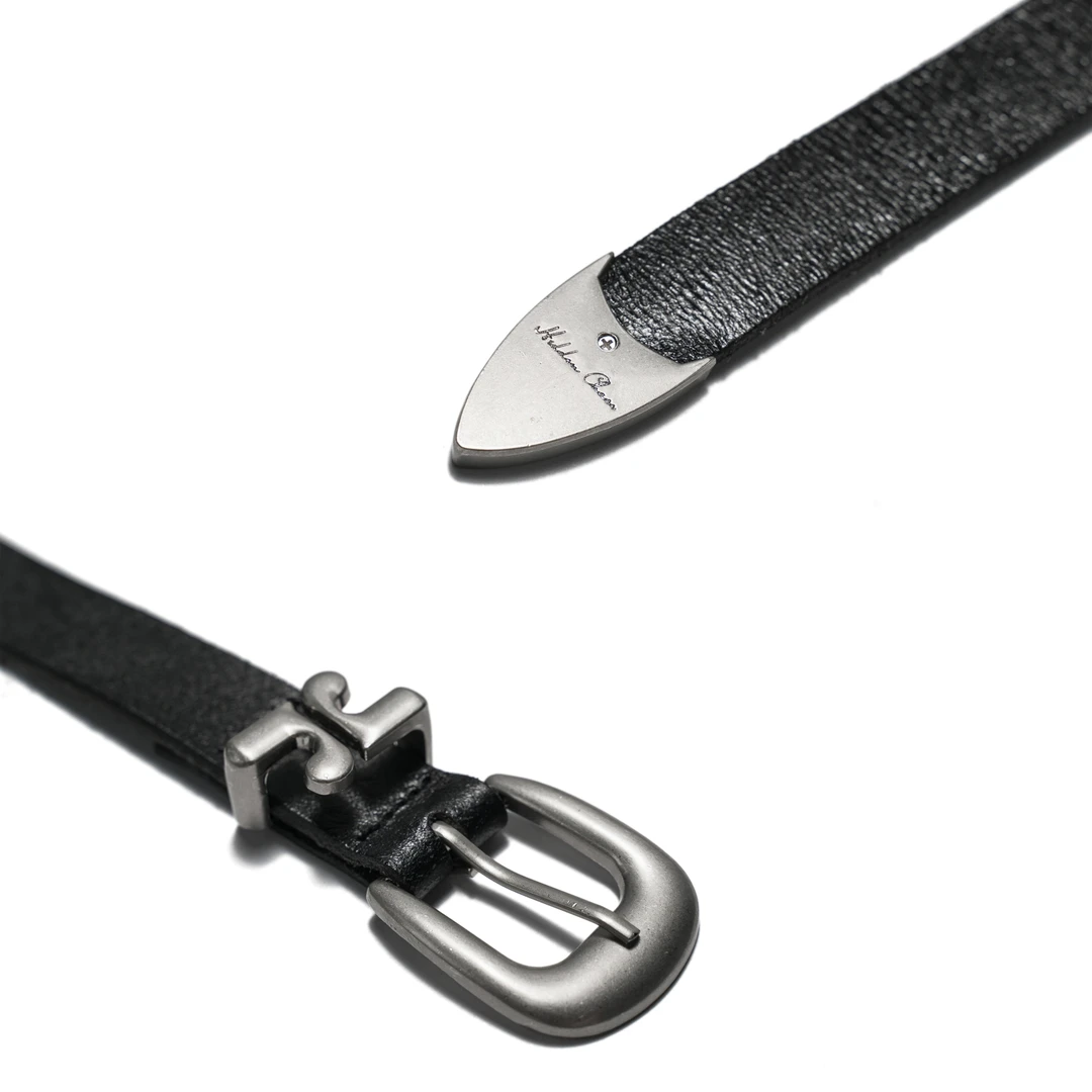 H1c 头层牛皮异形戒指尾夹银扣cleanfit复古真皮百搭腰带黑色皮带