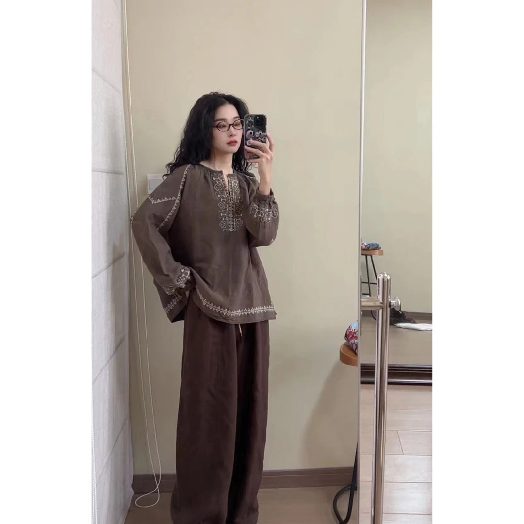 Q396波西米亚风纯汉麻复古民族风上衣