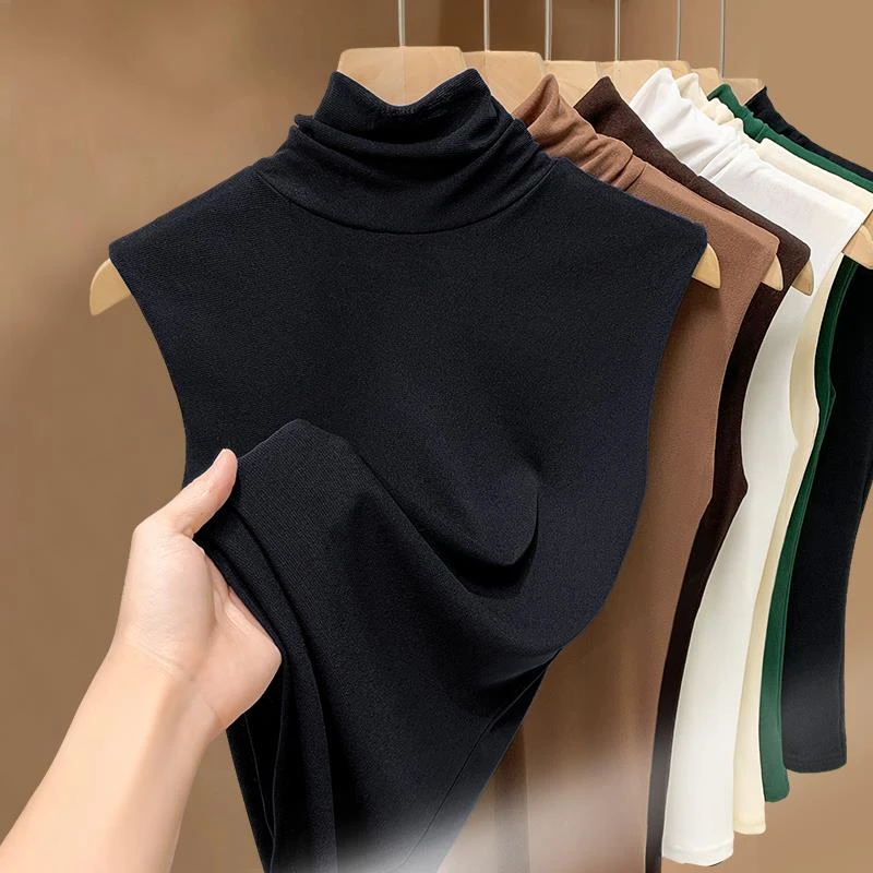 高领洋气高弹网纱无袖背心女内搭2025新款春秋季薄款打底衫上衣