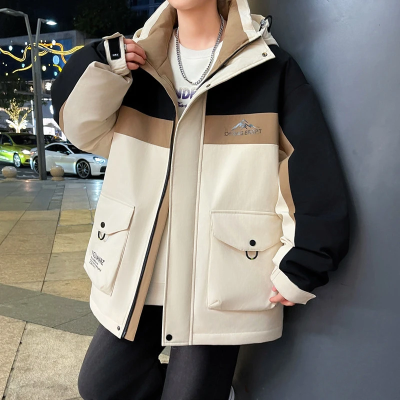 男士棉衣加厚潮牌2024冬季休闲连帽外套棉袄子青少年男生保暖棉服