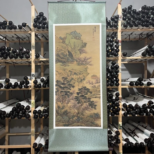 桃华图卷轴画（宽度62，高度160）