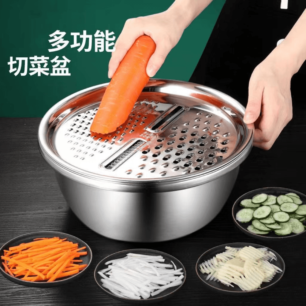 切菜神器加厚不锈钢刨丝切片土豆洗菜盆沥水篮多功能厨房用刮丝