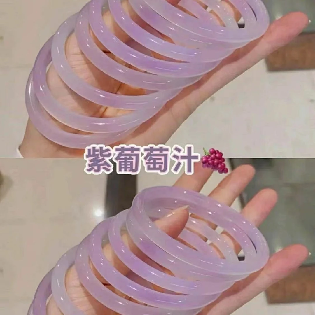 简约细条圆镯学生手镯古风一步一响叮当镯少女闺蜜玻璃仿玉手饰品