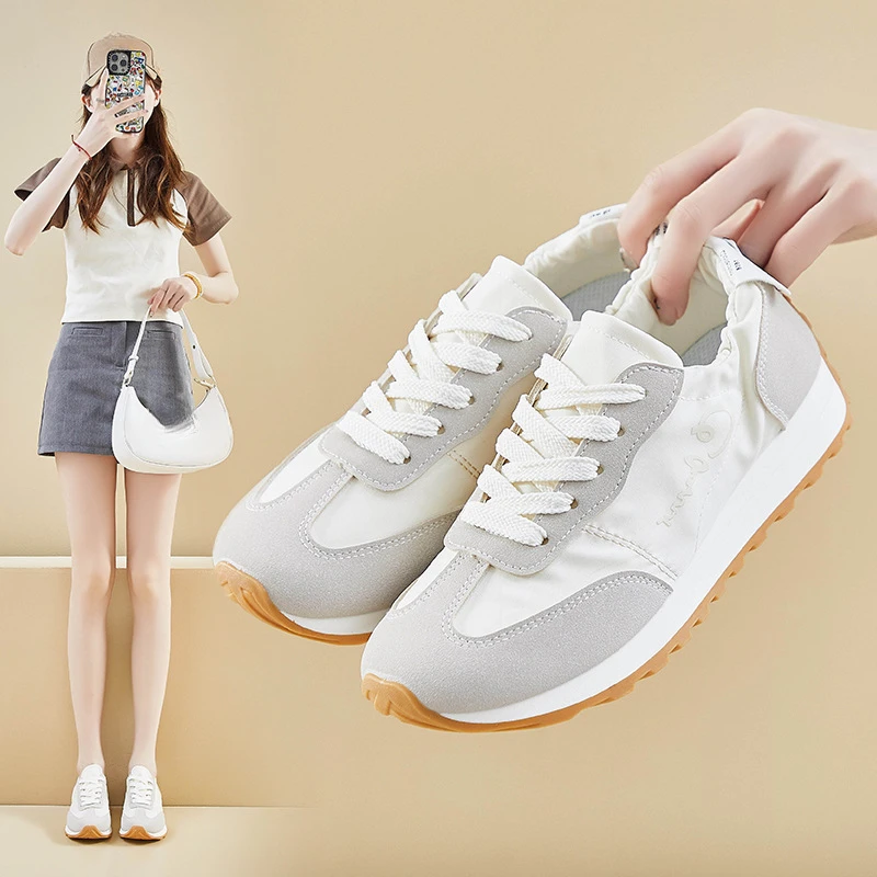 万象撤柜-厚底德训阿甘鞋女百搭小众薄款透气新款休闲运动小白
