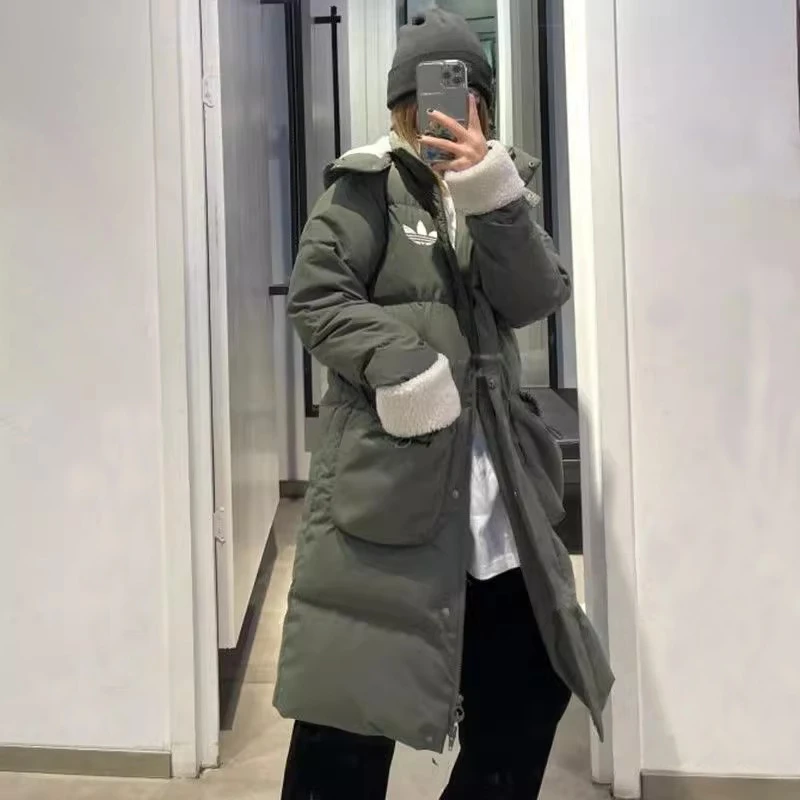 【推荐】阿迪达斯女服连帽休闲中长款羽绒服外套Long Sherpa 6409