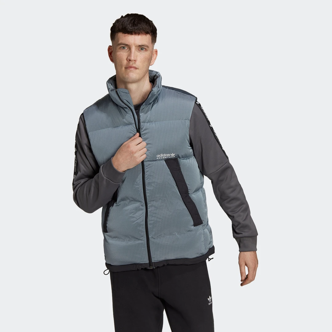 阿迪达斯三叶草男服羽绒白鸭绒马甲保暖背心ADV DOWN VEST H13584