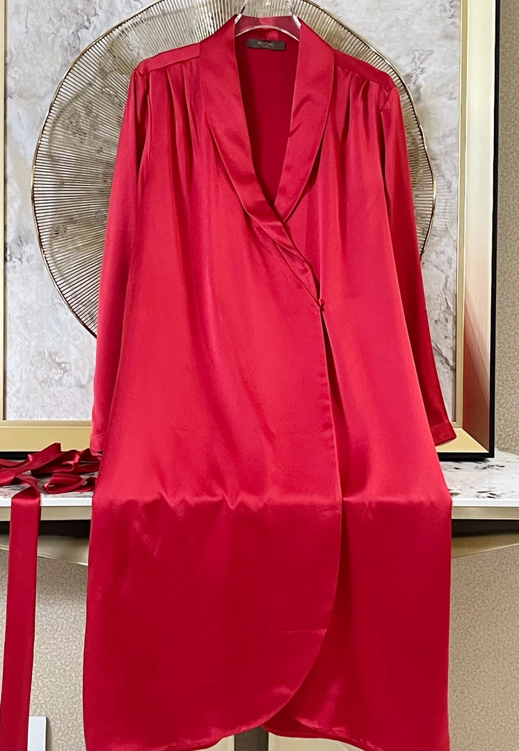 桑蚕丝睡袍女睡衣丝绸长袖家居服女士睡衣W81041517