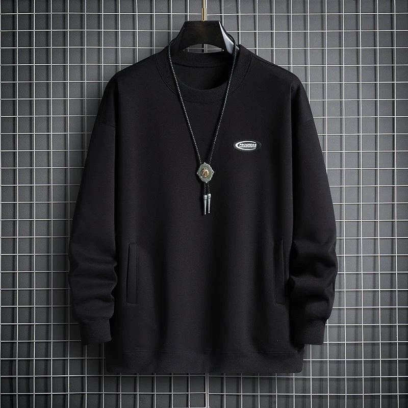 大码卫衣男秋季新款潮牌黑色美式重磅宽松青少年胖子加肥加大外套