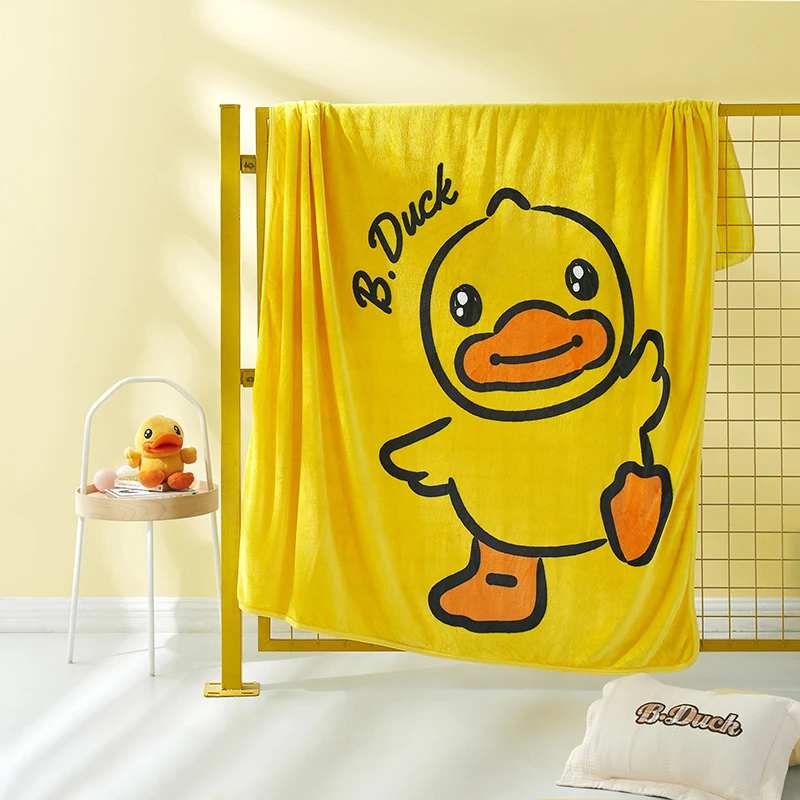 【超小厨专属】LOVO乐蜗 小黄鸭  快乐小黄鸭法兰绒毯