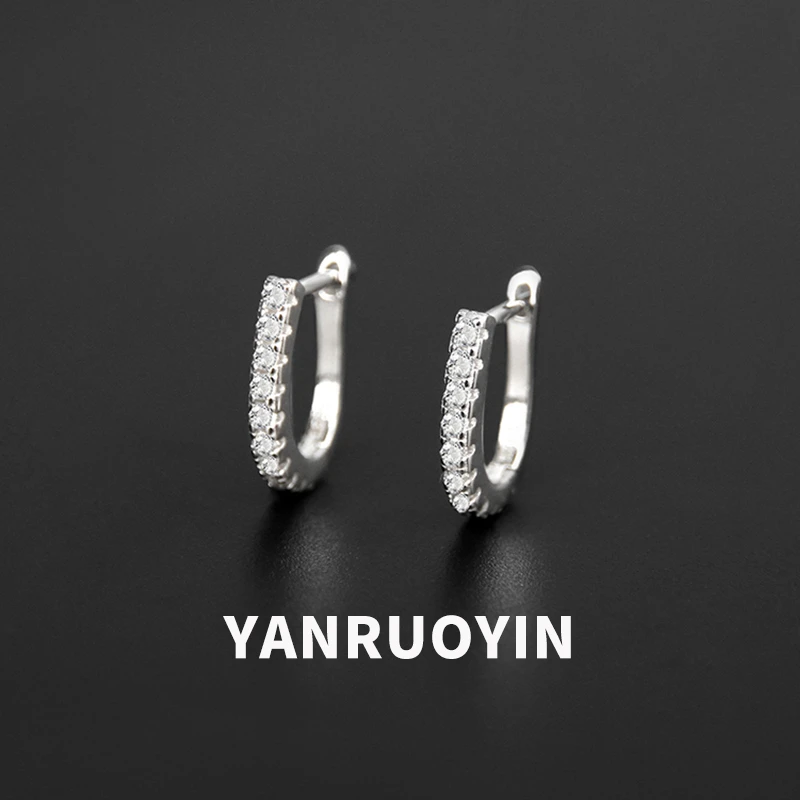 言若银匠 925银耳饰 纯银耳环女U型轻奢职场气质甜美百搭耳扣EK11