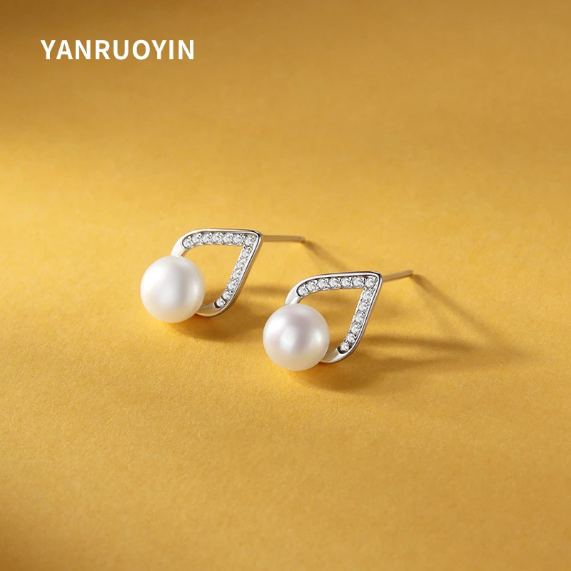 言若银匠 925银耳饰 纯银耳钉女法式轻奢珠珠气质百搭养耳洞ED315