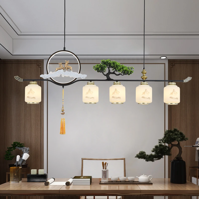 新中式餐厅吊灯中国风禅意茶室灯创意吧台书房办公室店铺商用灯具