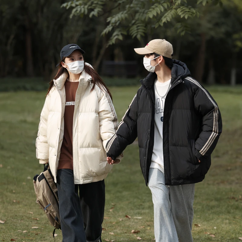 【零下十度可穿】三条纹棉服棉衣冬季新款百搭情侣宽松加厚保暖连帽