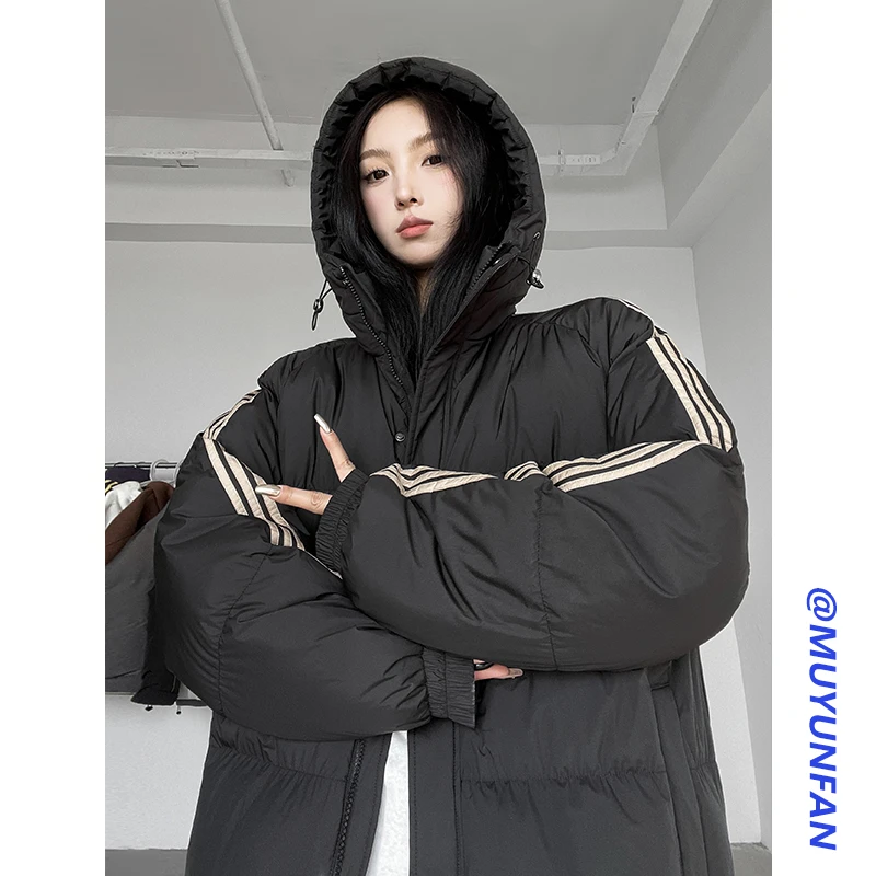 【零下十度可穿】三条纹棉服棉衣冬季新款百搭情侣宽松加厚保暖连帽
