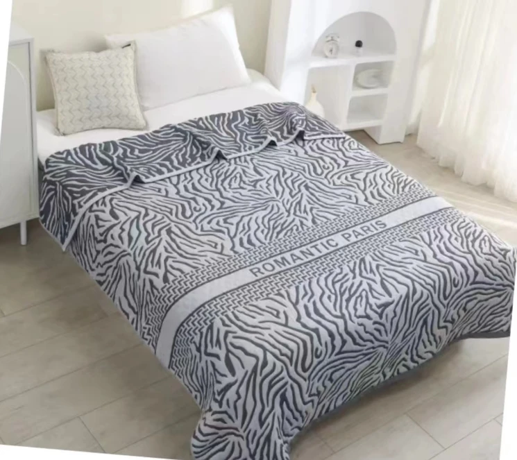 斑马纹 1.5*2M纯棉多层纱布毛巾被可铺可盖